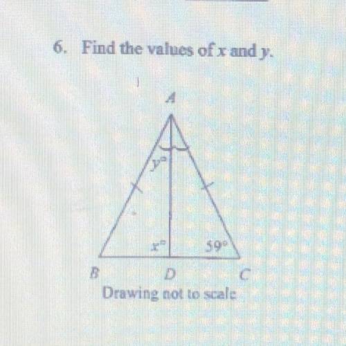 6. Find the values of x and y.
Drawing not to scale