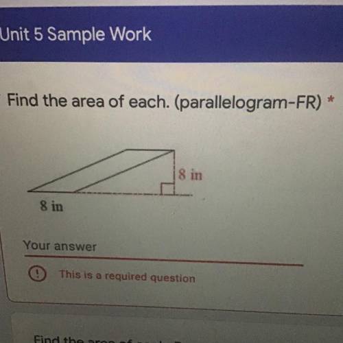 20 points!!! Find the area of each. (parallelogram-FR) *