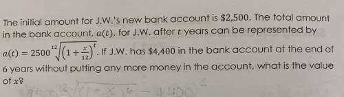 If J.W has $4,400 in the bank account at the end of 6 years without putting any more money in the a