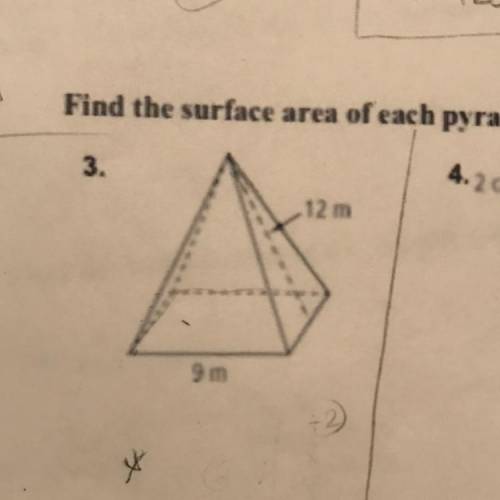 Find the surface area of each pyramid to the nearest whole number