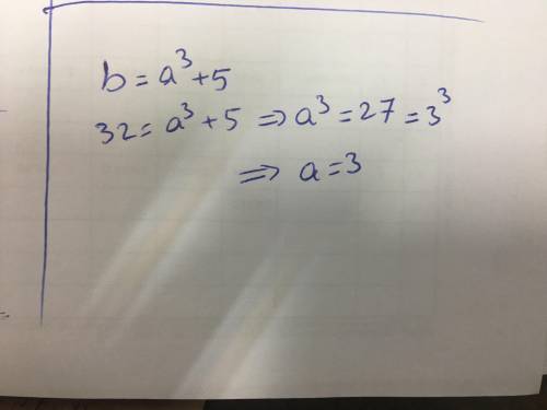 If b=a^3+5, then what is the value of a if b=32