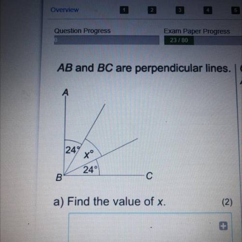AB and BC are perpendicular lines.
find the value of X