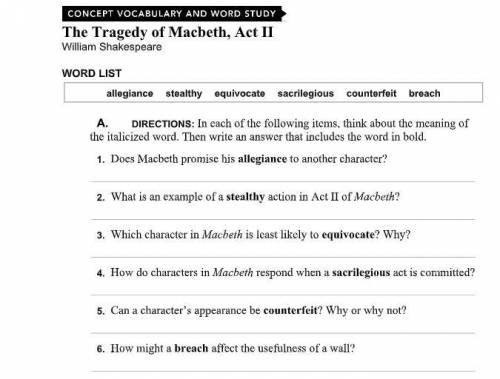 I really need help with these questions from Act 2 of Macbeth! Thanks!