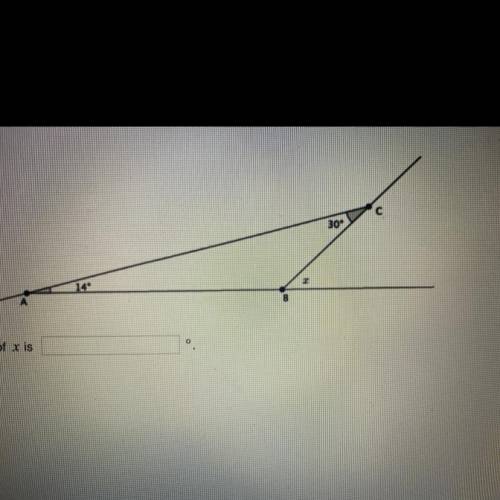 PLS HELP!!
Given the diagram below, find the value of x.
The value of x is