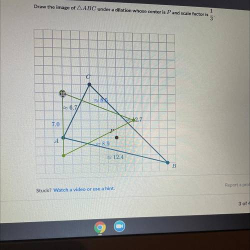 Draw the image of ABC under a dilation whose center is P and scale factor is 1/3