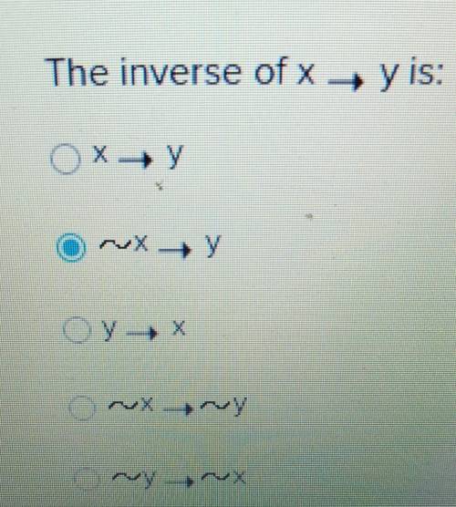 The inverse of x→y is:​