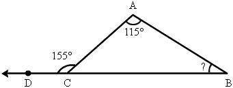 The question about triangles is below.

The answer choices are: A. 30° B. 40° C. 75° D. 85°