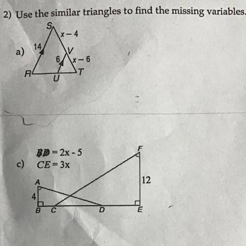 Find the missing variable in each of the following