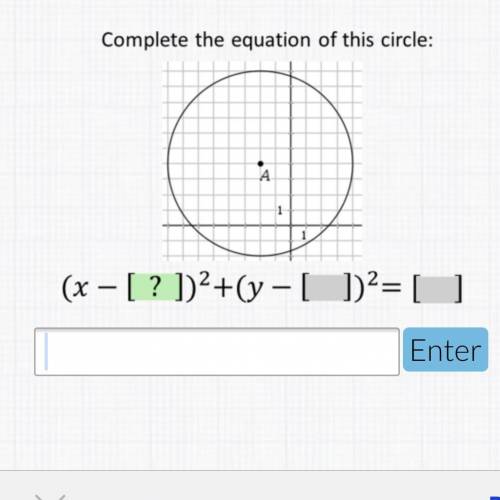 Complete the equation of this circle:
Please help will mark brainliest!!