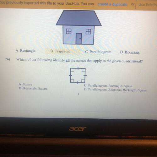 Which of the following identify all the names that apply to the given quadrilateral?

A Square
B R