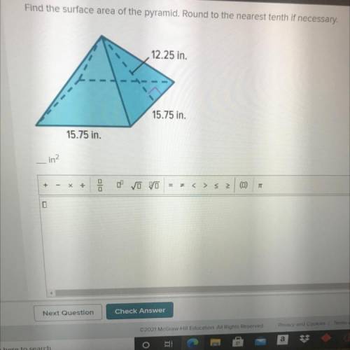 Surface area of a pyramid

WILL GIVE BRAINLIEST TO FIRST TO ANSWER CORRECTLY 
Find the surface are