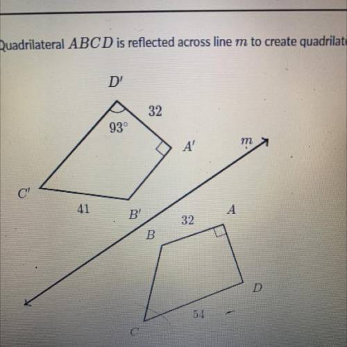 Quadrilateral ABCD is reflected across line m to create quadrilateral A'B'C'D',

What is the lengt