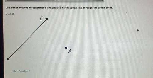 HELP ME PLEASE!

Use either method to construct a line parallel to the given line through the give