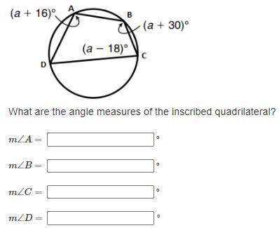 What are the angle measures of the inscribed quadrilateral?
