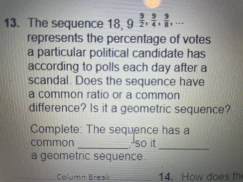 The sequence 18, 9, 9/2, 9/4, 9/8... represents the percentage of votes a particular political cand