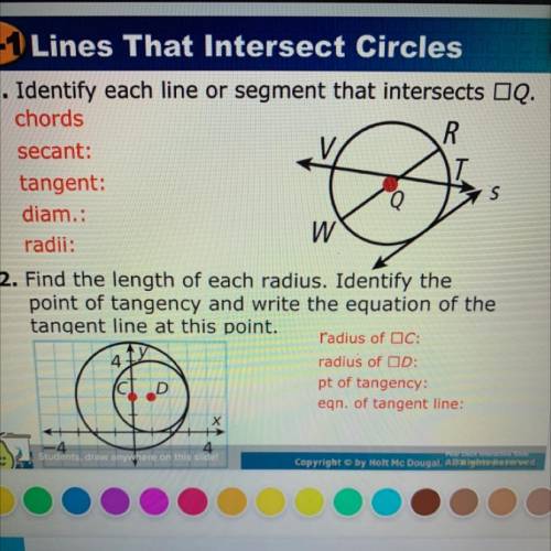 12-1 Lines That Intersect Circles

1. Identify each line or segment that intersects OQ.
chords
R
s