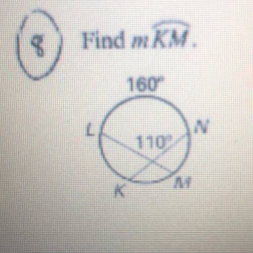 Find the measure of arc KM