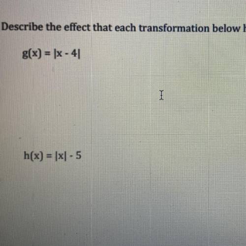 PLEASE ANSWER WITHOUT ANY LINKS.

Describe the effect that each transformation below has on the fu