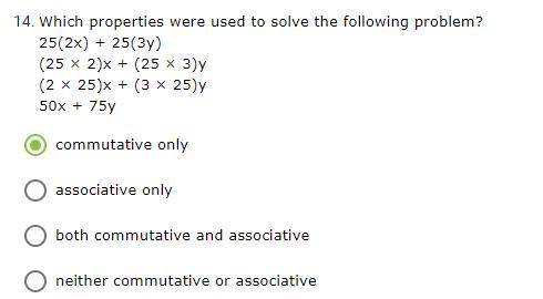 Which properties are being used to solve the question
