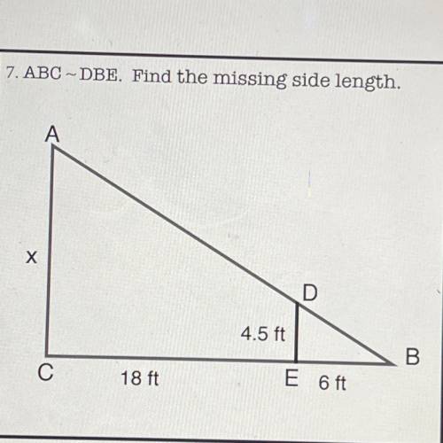 ABC-DBE. Find the missing side length.