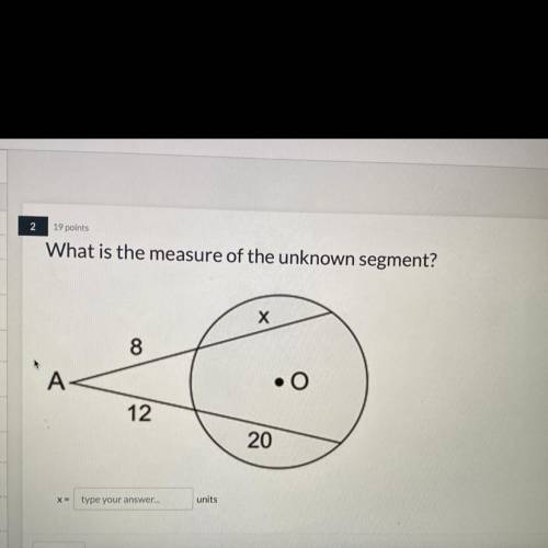 What is the measure of the unknown segment?
will mark brainliest !!
