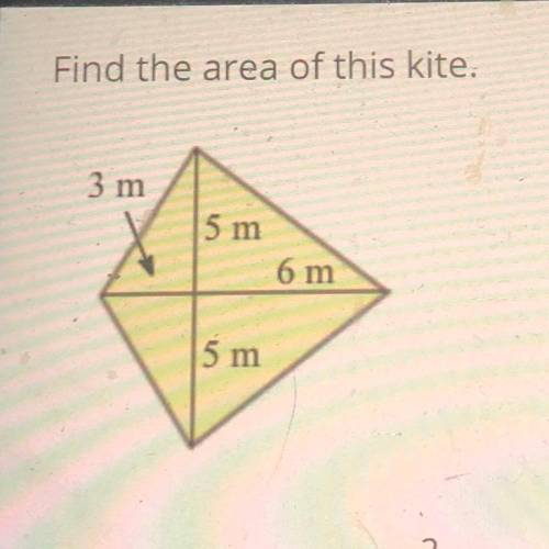 Find the area of this kite.
3 m
5 m
6 m
5 m