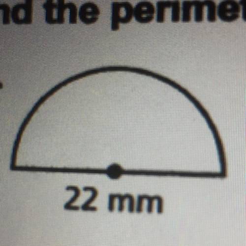 Find the perimeter of the semicircular region
22 mm