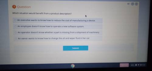 Which situation would benefit from a product description?

1. An executive wants to know how to re