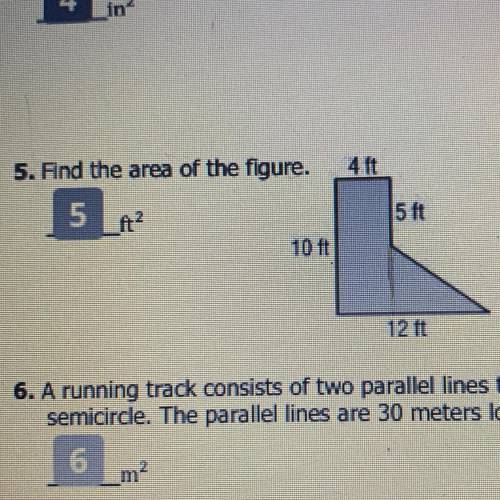 Please help ASAP!
Find the area of the figure.
Number 5.