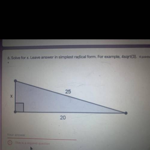 Solve for x leave answer in simplest radical form