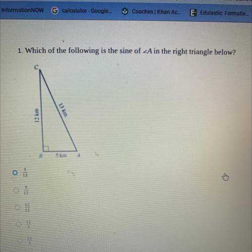 Which of the following is a sine of a in the right triangle below