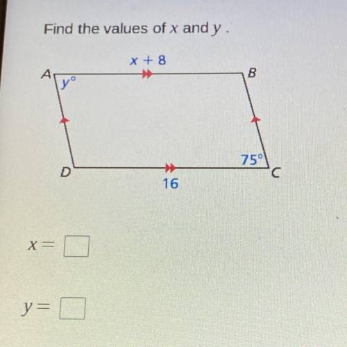 PLS HELP QUICK. Find the value of x and y?