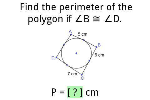Find the perimeter of the polygon if

5 cm
6 cm
7 cm
P = ? Cm