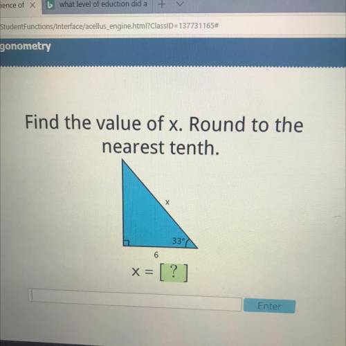 Find the value of x. Round to the nearest tenth .