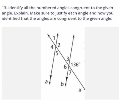 Identify all the numbered angles congruent to the given angle. Please help :)