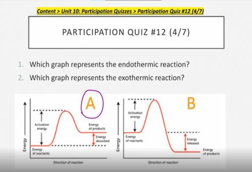 1. Which graph represents the endothermic reaction?

2. Which graph represents the exothermic reac