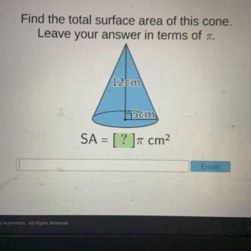 Find the total surface area of this cone. Leave your answer in terms of pie.