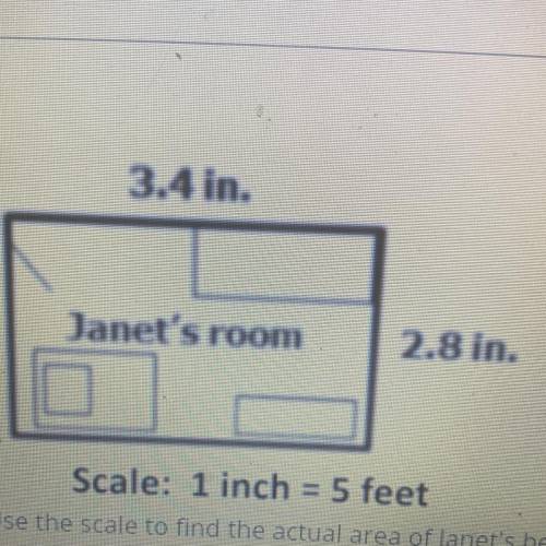 Use the scale to find the actual area of Janets bedroom in square feet￼!