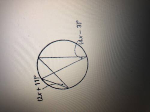 Angles in circle solve for each variable