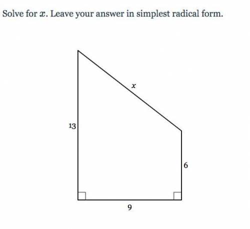 Solve for x . Leave your answer in the simplest form