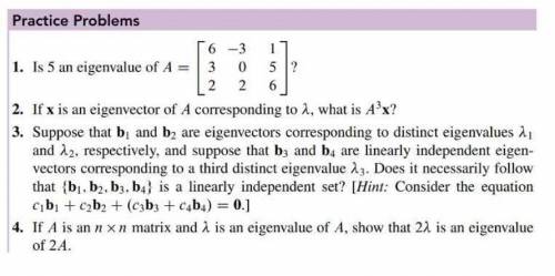 Please help me with this Linear Algebra question abvbout Eigenvalues and Eigenvectors?