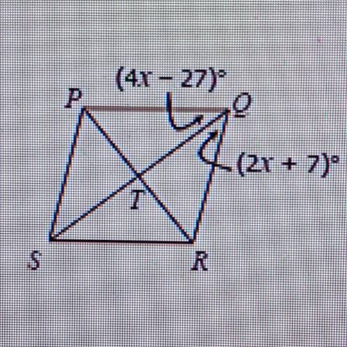 If PQRS is a rhombus, find x.