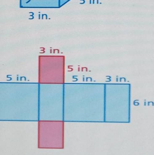 What is the surface area of 3 in. 5 in. 5 in. 5 in. 3 in. 6 in.​