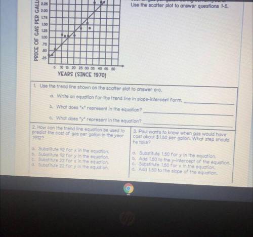 Can someone answer this pls

The scatter plot at the left shows the cost of gas per gallon during