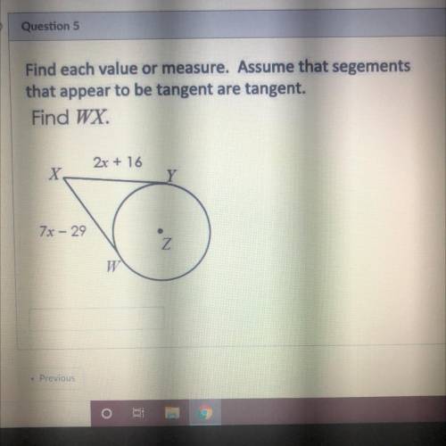 Find the value of x. 
Assume that segments that appear to be tangent are tangent.