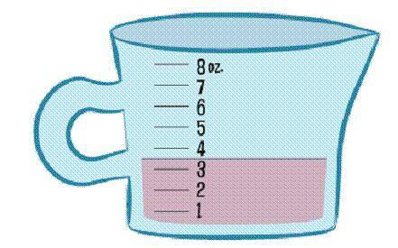 Giving brainliest No links

How much liquid is in the measuring cup?
A) 3 fl. oz
B) 3 1/4 fl. oz
C