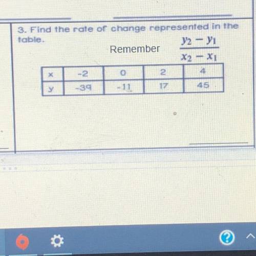 Find the rate of change on the table