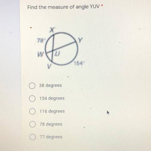 Find the measure of angle YUV