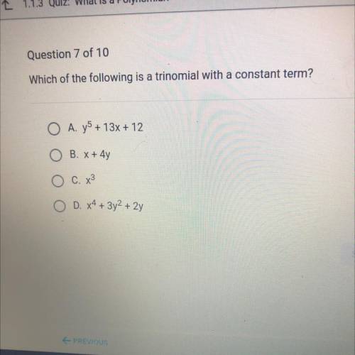 Which of the following is a trinomial with a constant term ?