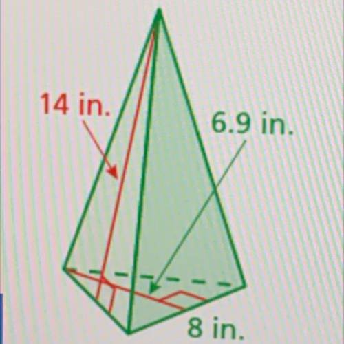 Pls help!! Find the surface area of the pyramid. The side lengths of the base are equal.